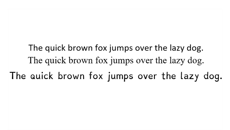 Image of a sentence in dyslexia font