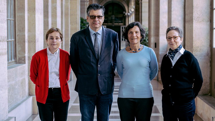 Photograph of Elisabeth Tournier-Lasserve, Hugues Chabriat, Marie-Germaine Bousser, and Anne Joutel 