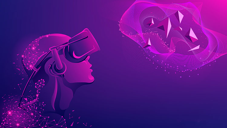 Animated women with virtual reality headset