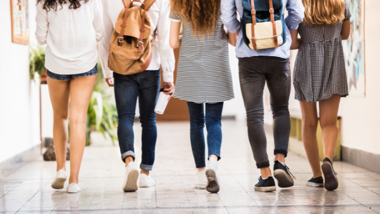 Students walking to school