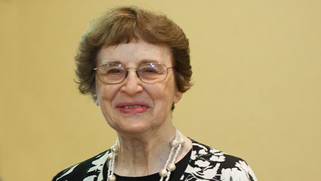 Photo of Bernice Grafstein, first woman to become president of the Society for Neuroscience (SfN).