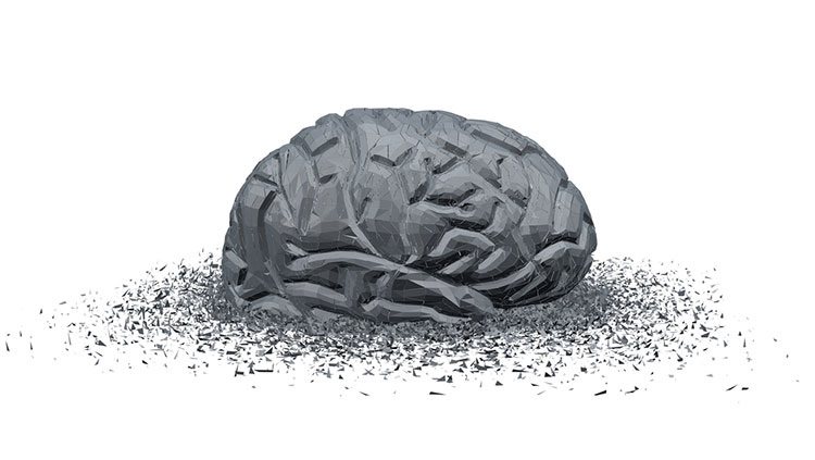 Illustration of brain in black and white 