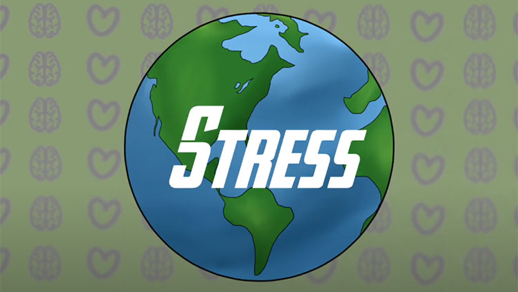 Image of earth with the word "stress" 